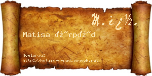 Matisa Árpád névjegykártya